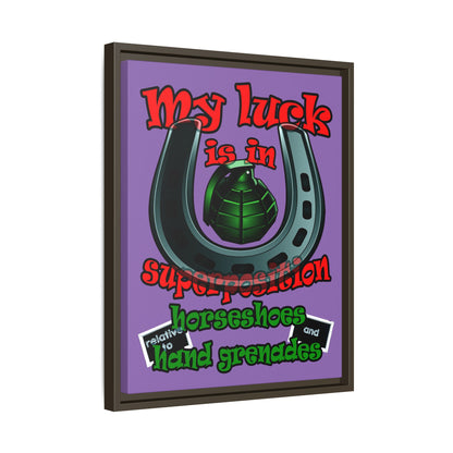 my luck - framed canvas art (light purple)
