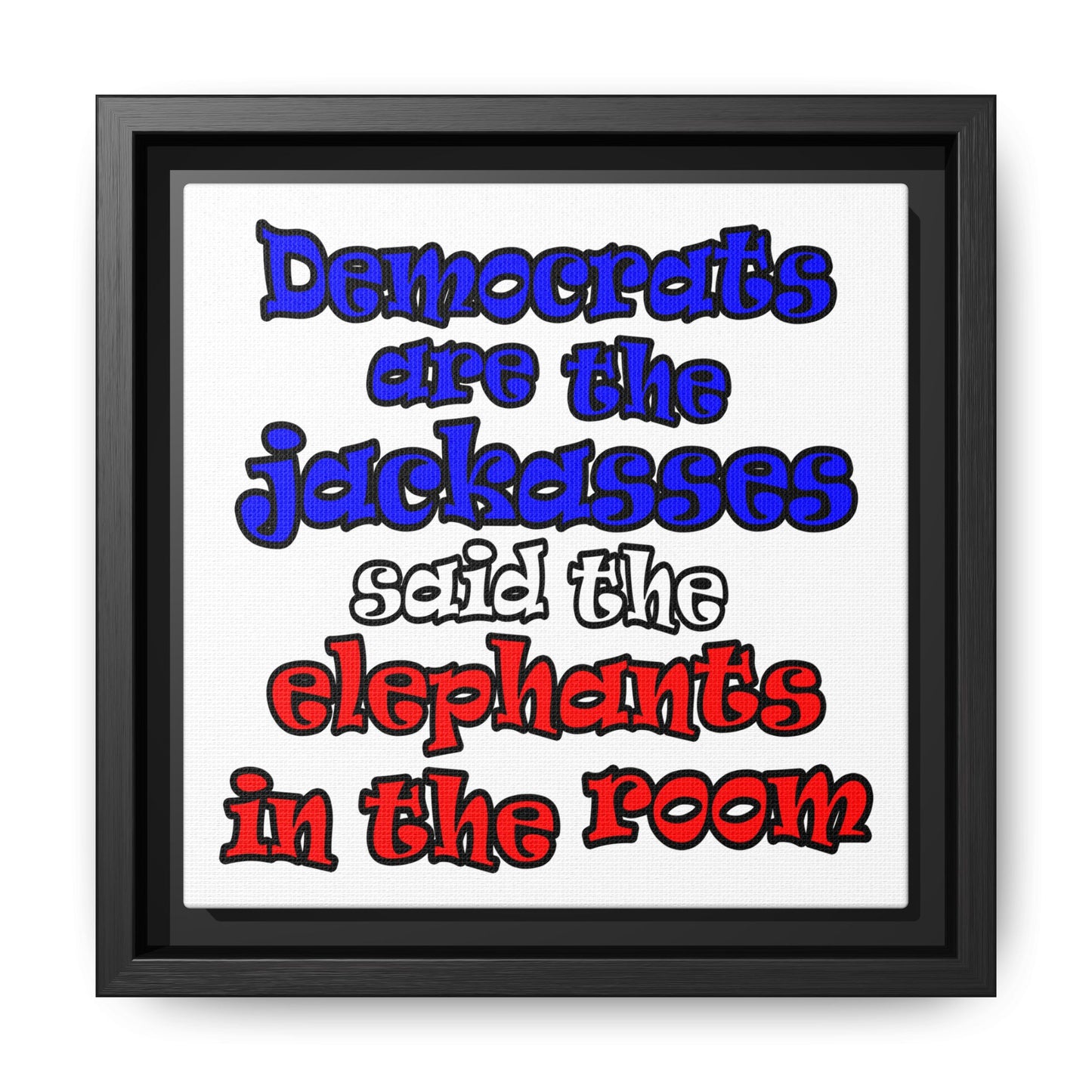 donkeys and elephants - framed canvas art (white)