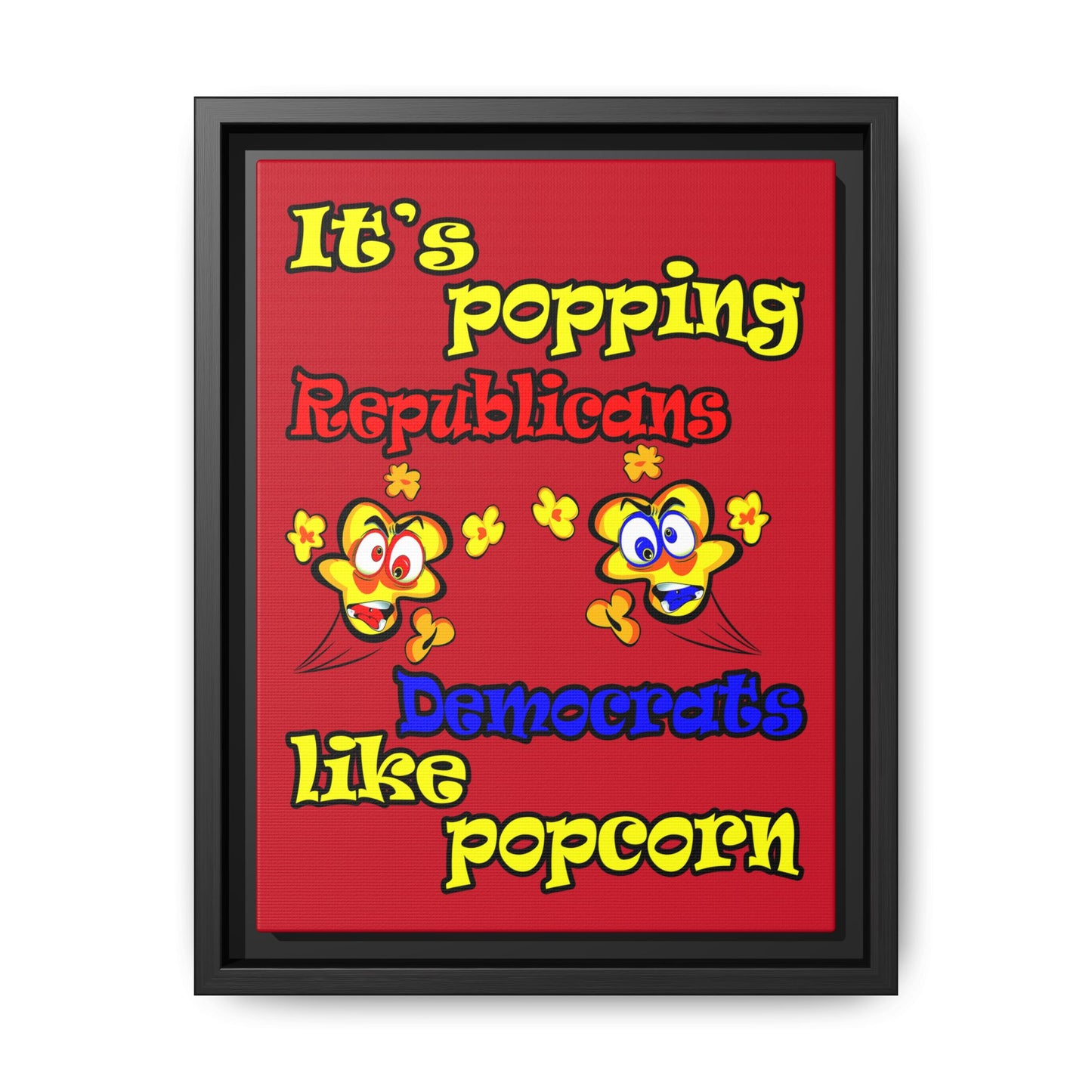 popping like popcorn - framed canvas art (dark red)