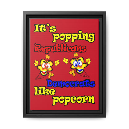 popping like popcorn - framed canvas art (dark red)