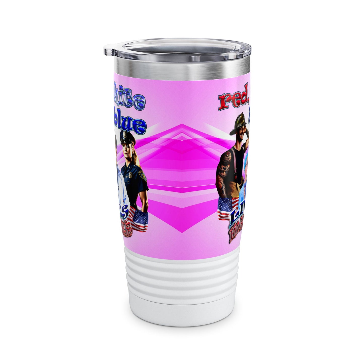 rw&b lives matter - Ringneck Tumbler, 20oz (light blue-pink wave)