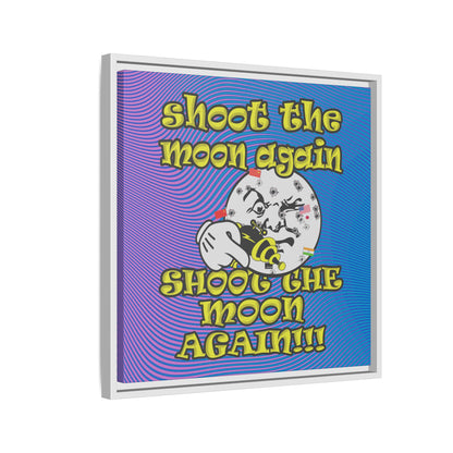 shoot the moon again - framed canvas art (light blue-purple wave)