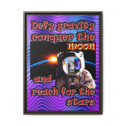 defy conquer reach - framed canvas art (purple wave)