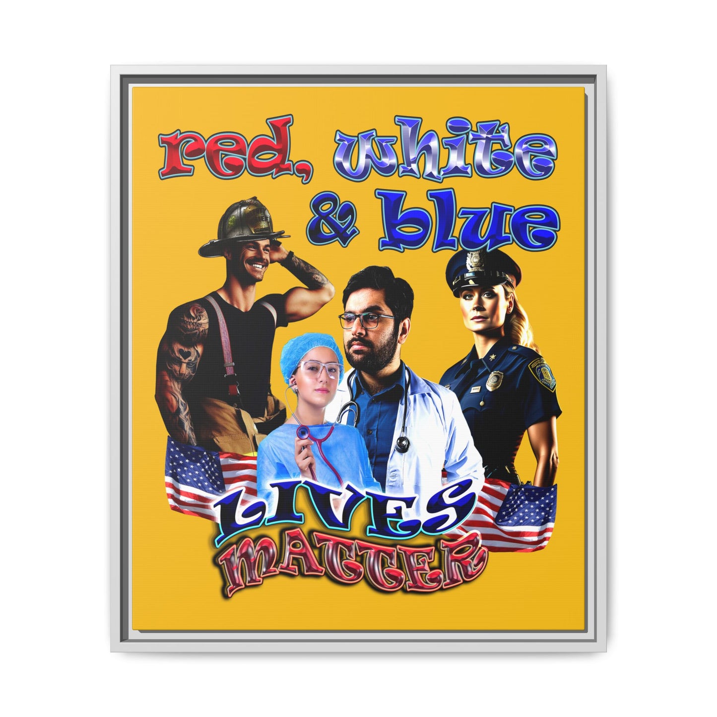 rw&b lives matter - framed canvas art (yellow)