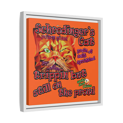 schrodinger's cat - framed canvas art (orange)