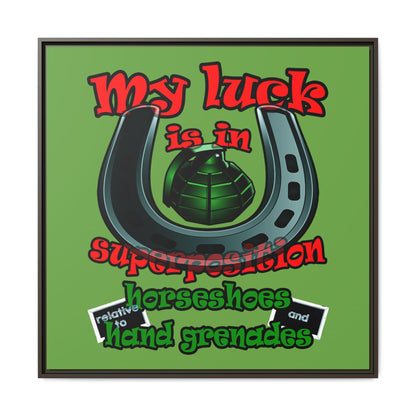 my luck - framed canvas art (green)