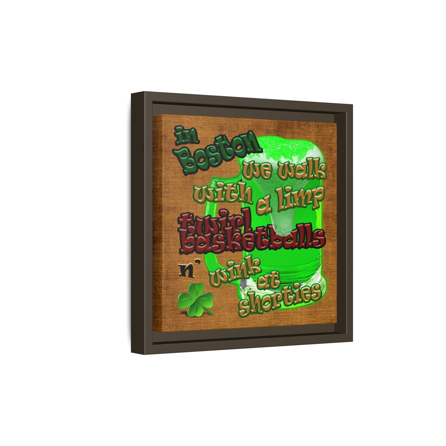 celtics logo - framed canvas art (brown papyrus)