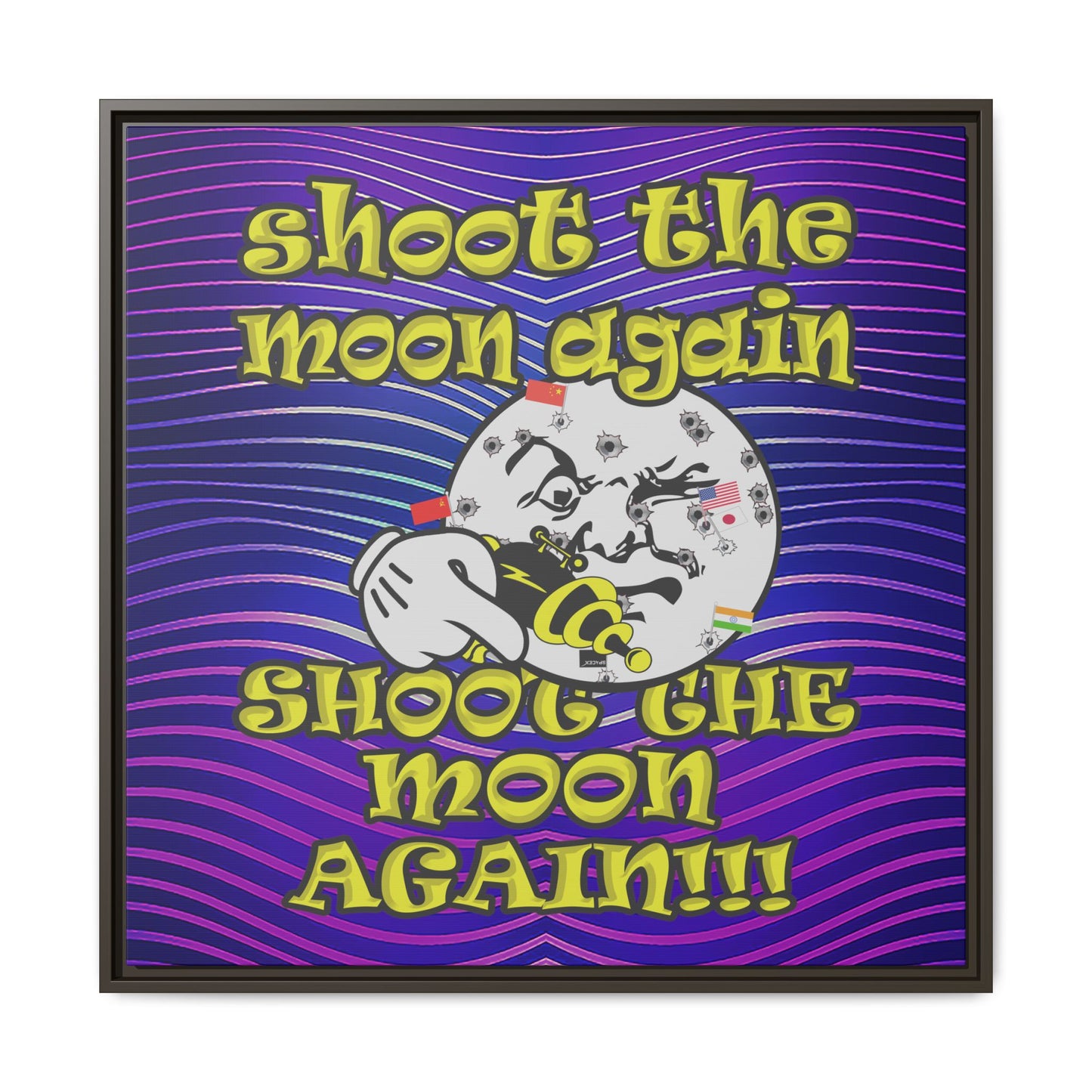 shoot the moon again - framed canvas art (purple wave)