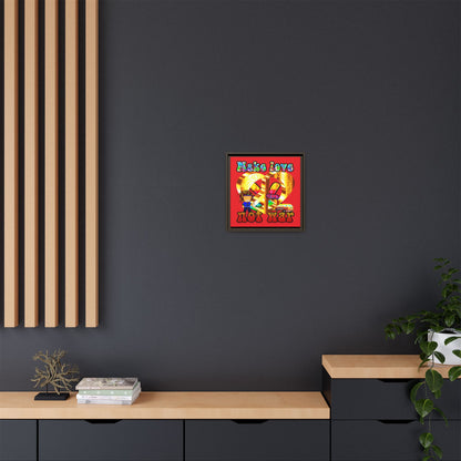 love peace - framed canvas art (red)
