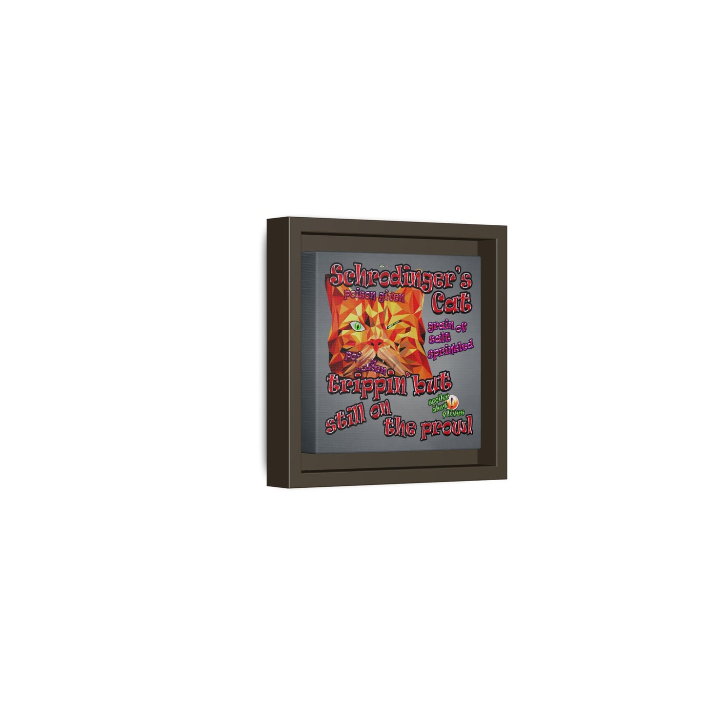 schrodinger's cat - framed canvas art (grey-light grey)