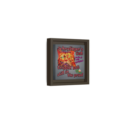 schrodinger's cat - framed canvas art (grey-light grey)