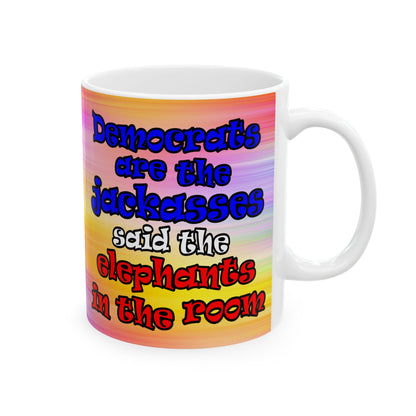 donkeys and elephants - White Mug (color blur)