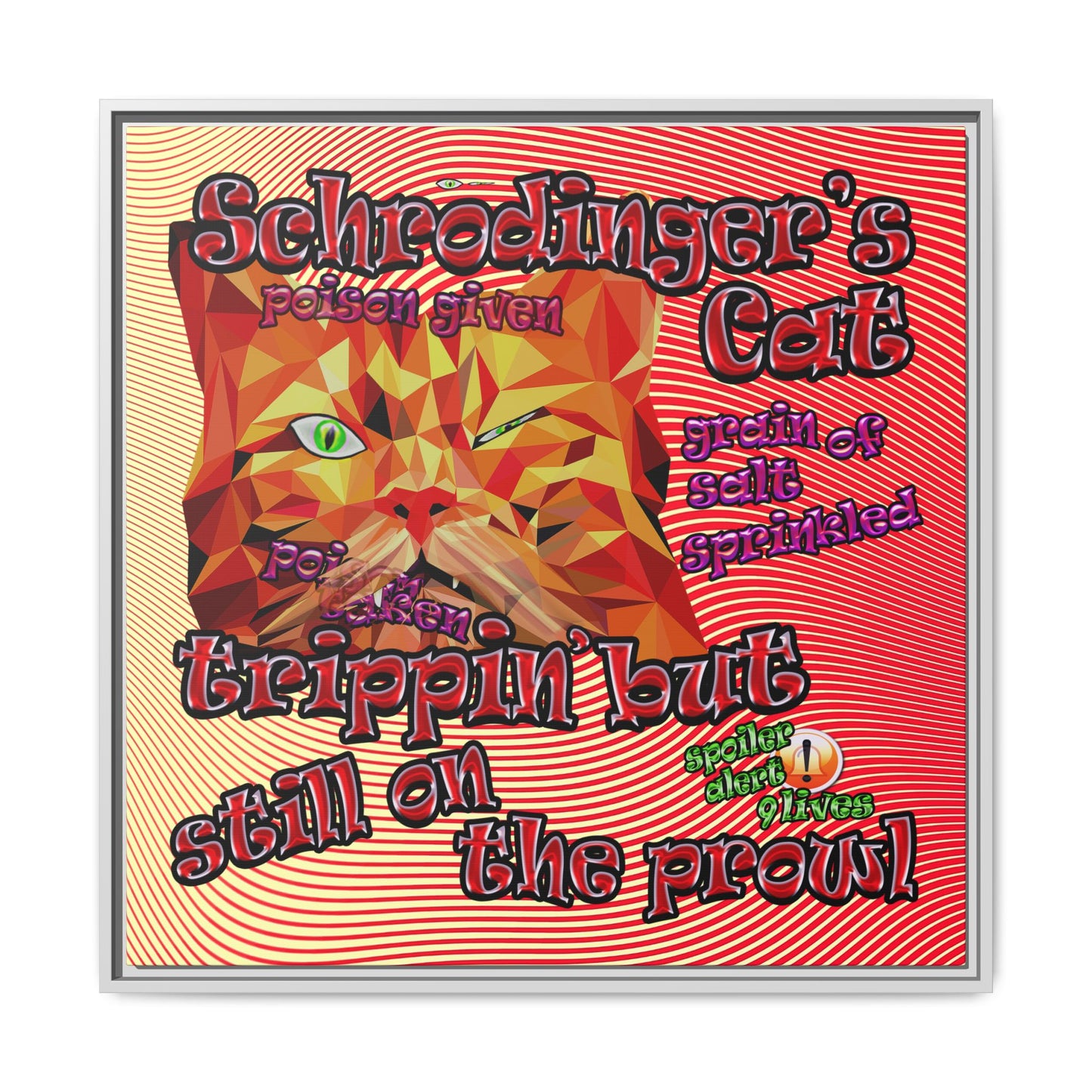 schrodinger's cat - framed canvas art (yellow-orange wave)