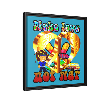 love peace - framed canvas art (turquoise)