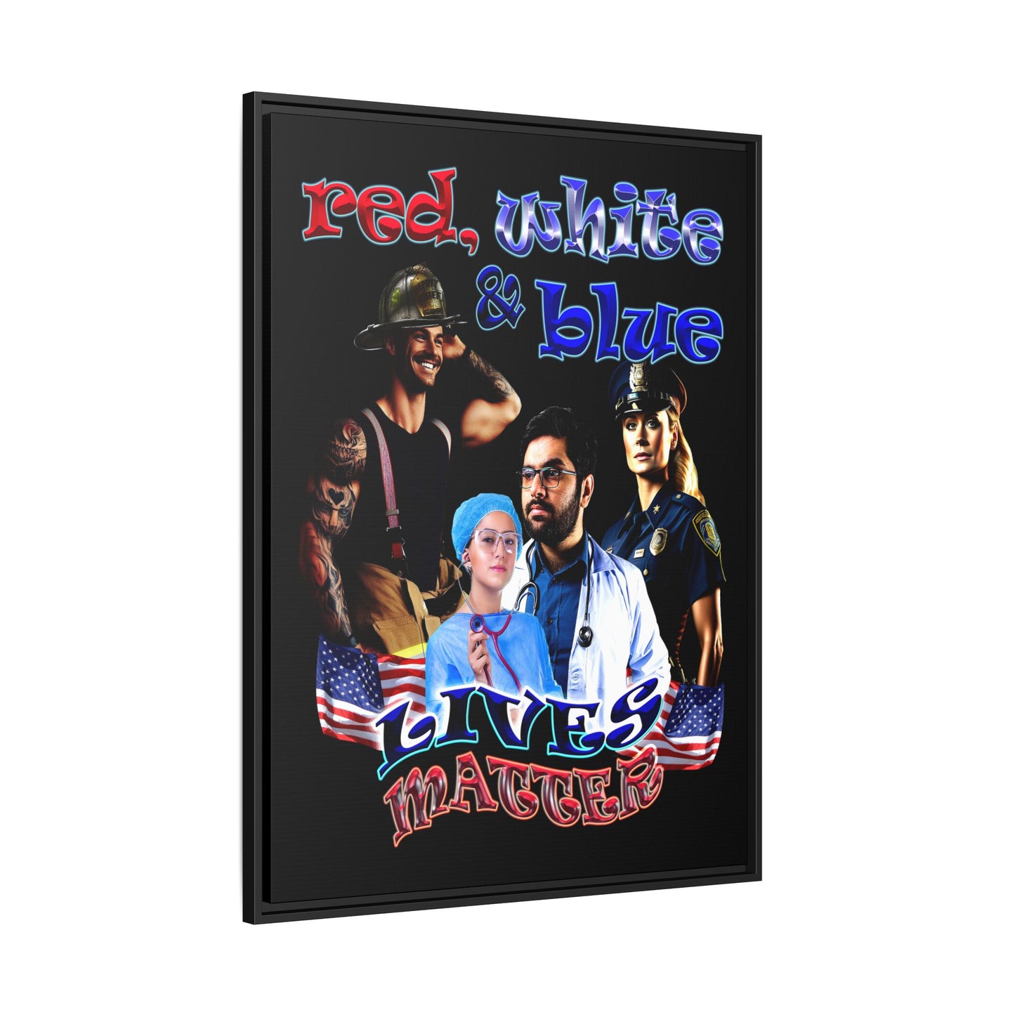 rw&b lives matter - framed canvas art (black)