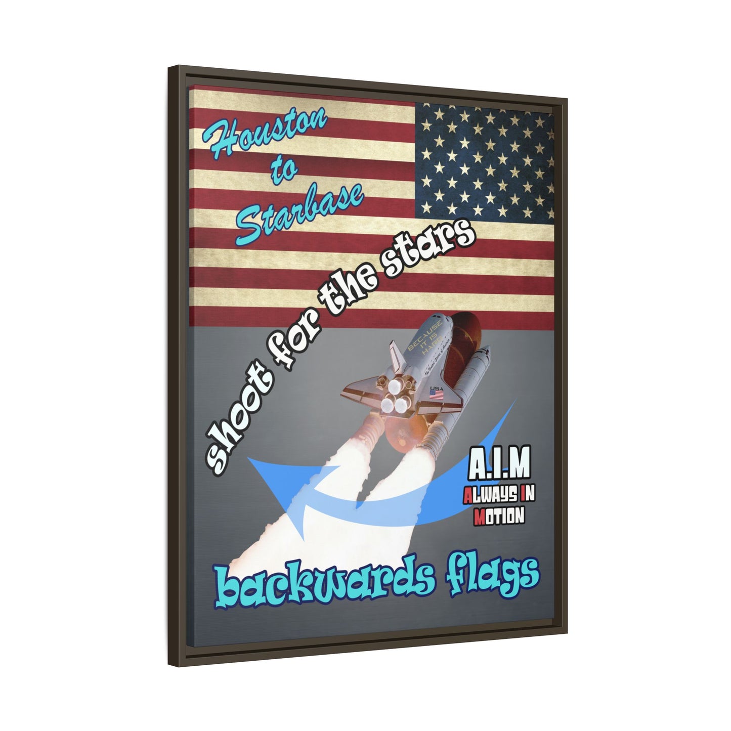 shoot for the stars - framed canvas art (grey-light grey)