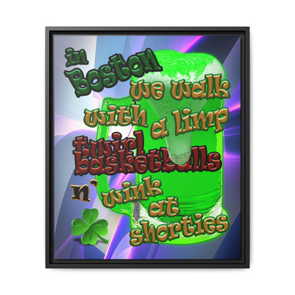 celtics logo - framed canvas art (grey-pink wave)