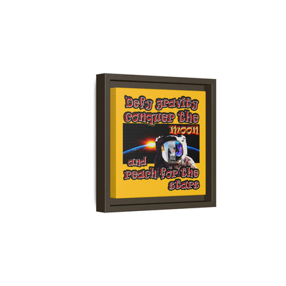 defy conquer reach - framed canvas art (yellow)