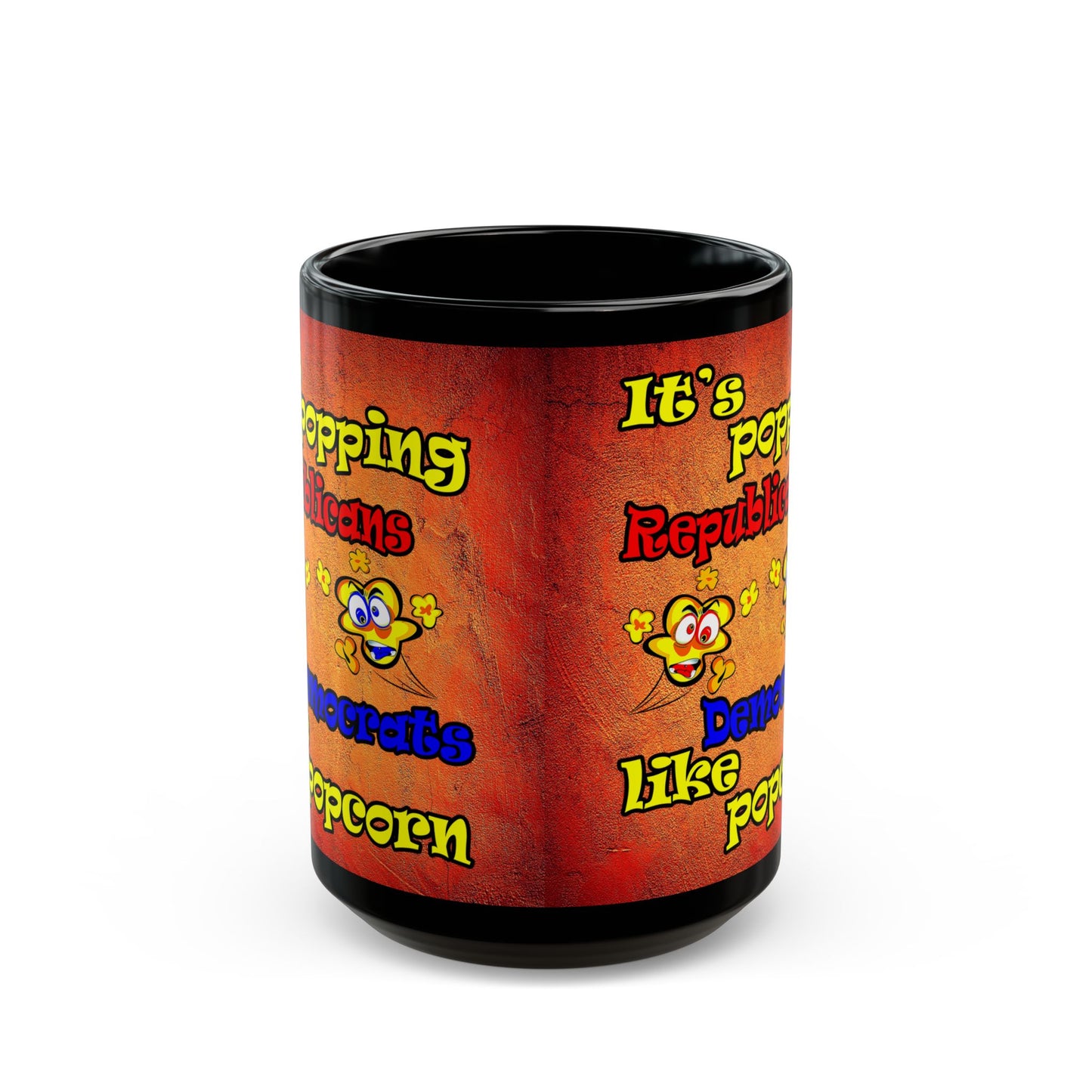 popping like popcorn - Black Mug (burnt orange)