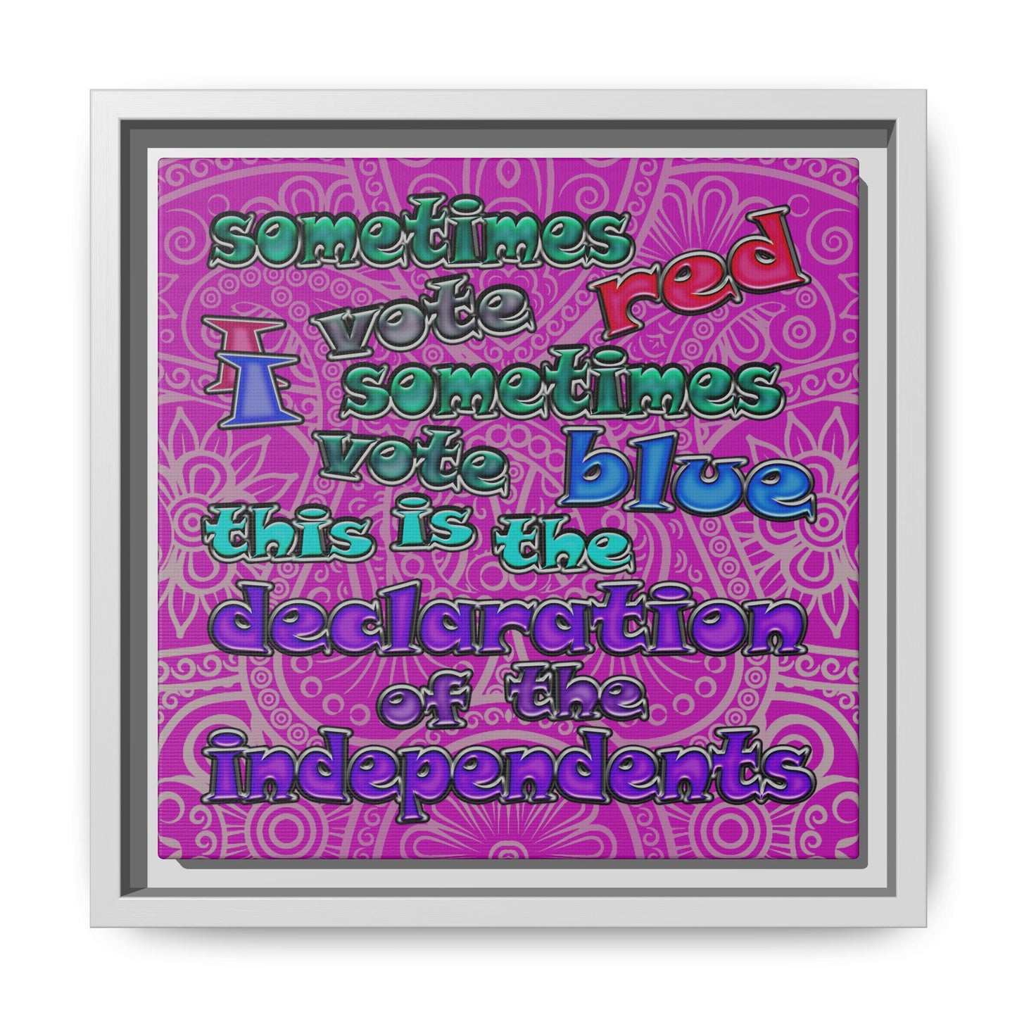 declaration of the independents - framed canvas art (pink swirl)