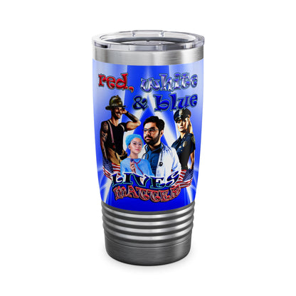 rw&b lives matter - Ringneck Tumbler, 20oz (blue-white wave)