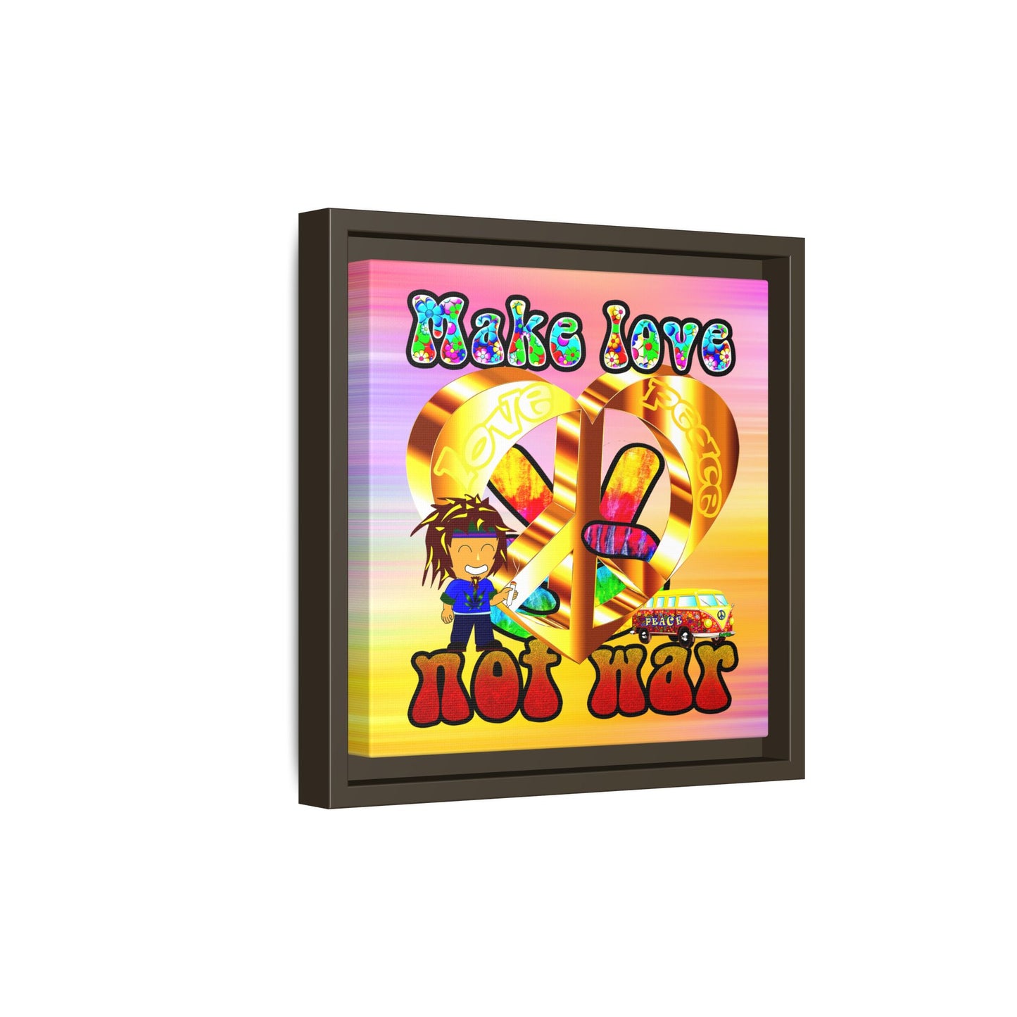 love peace - framed canvas art (color blur)