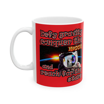defy conquer reach - White Mug (red)