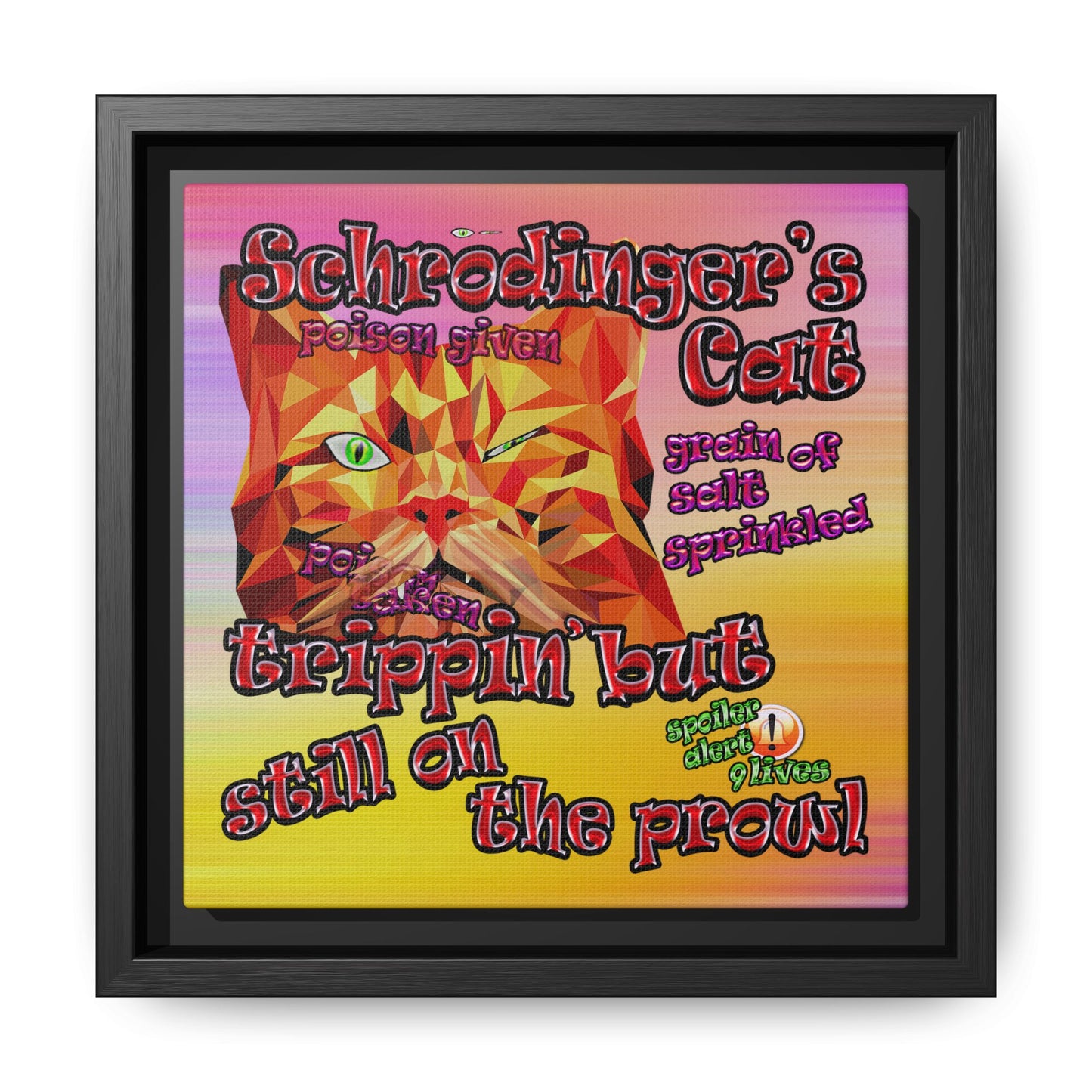 schrodinger's cat - framed canvas art (color blur)