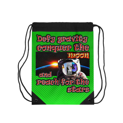 defy conquer reach - Drawstring Bag (logo green)