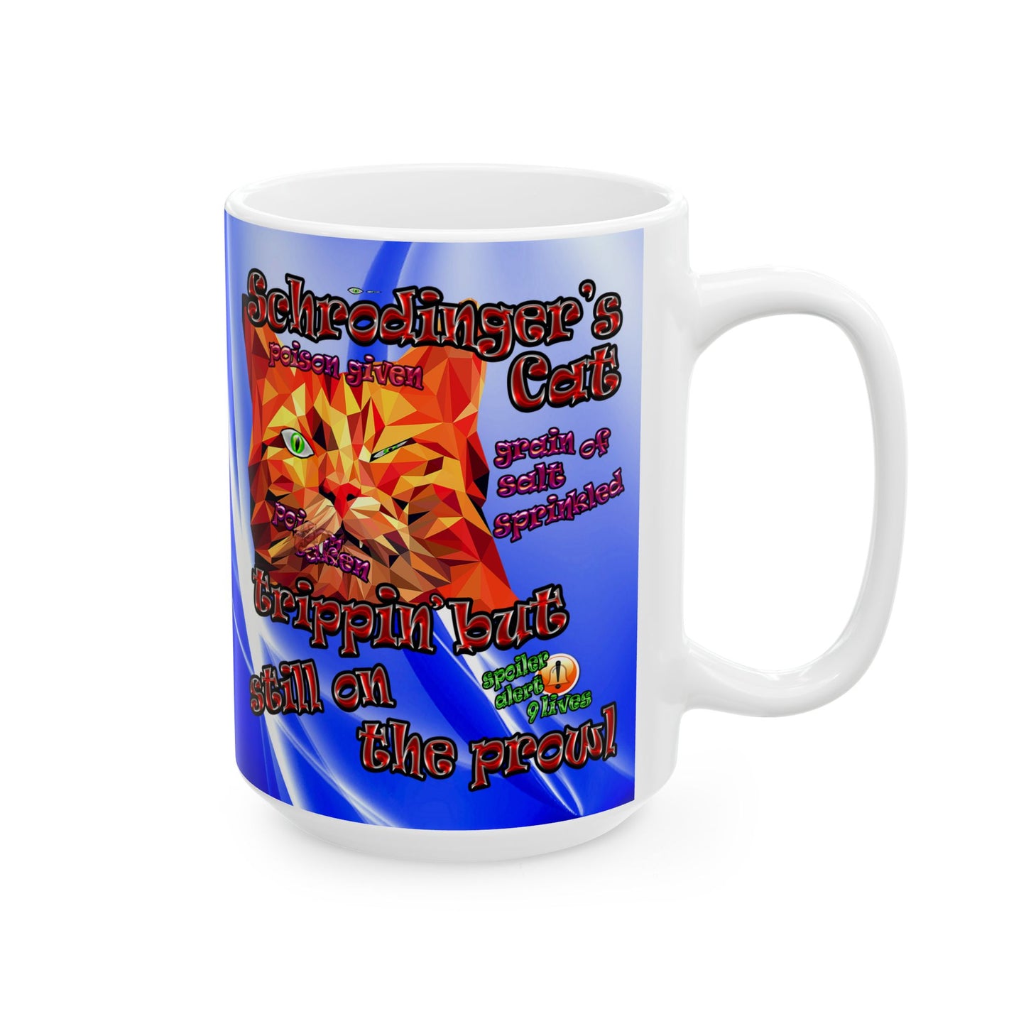 schrodinger's cat - White Mug (blue-white wave)