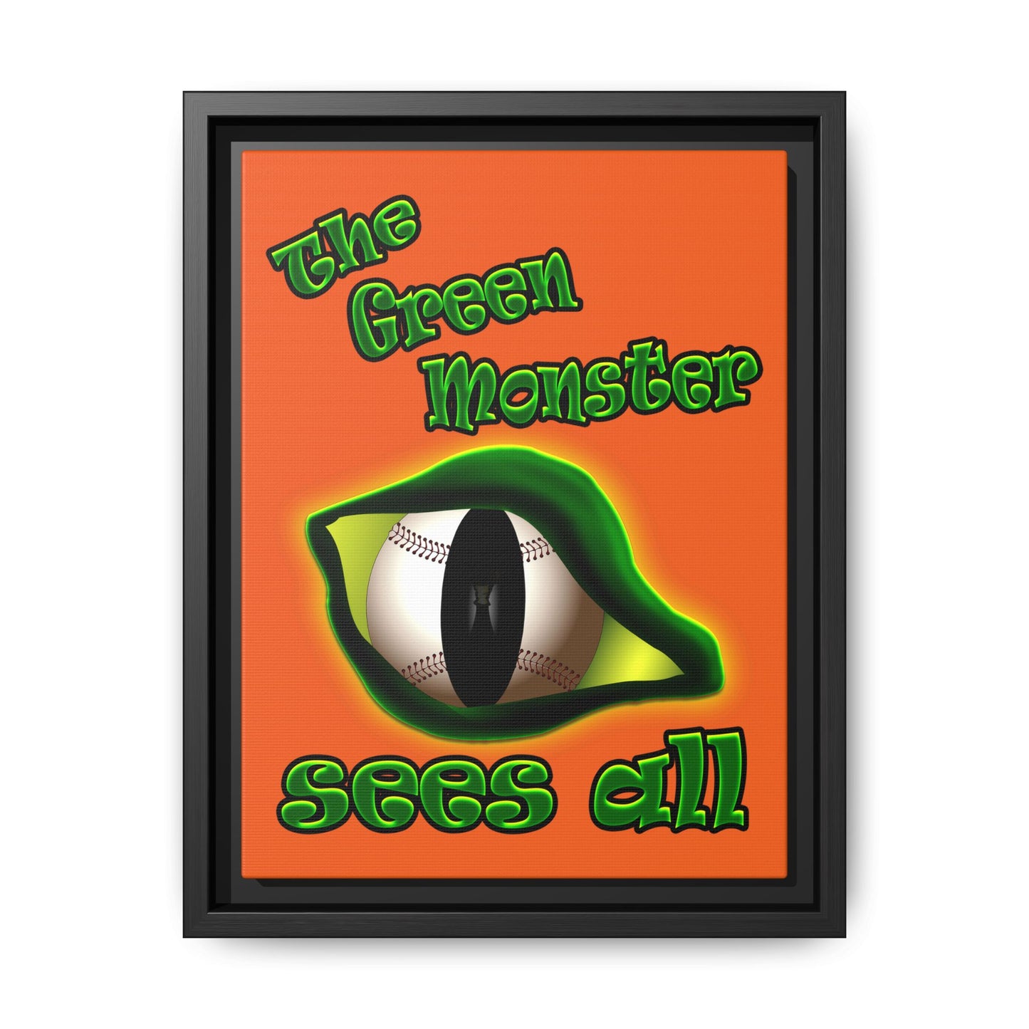 green monster - framed canvas art (orange)