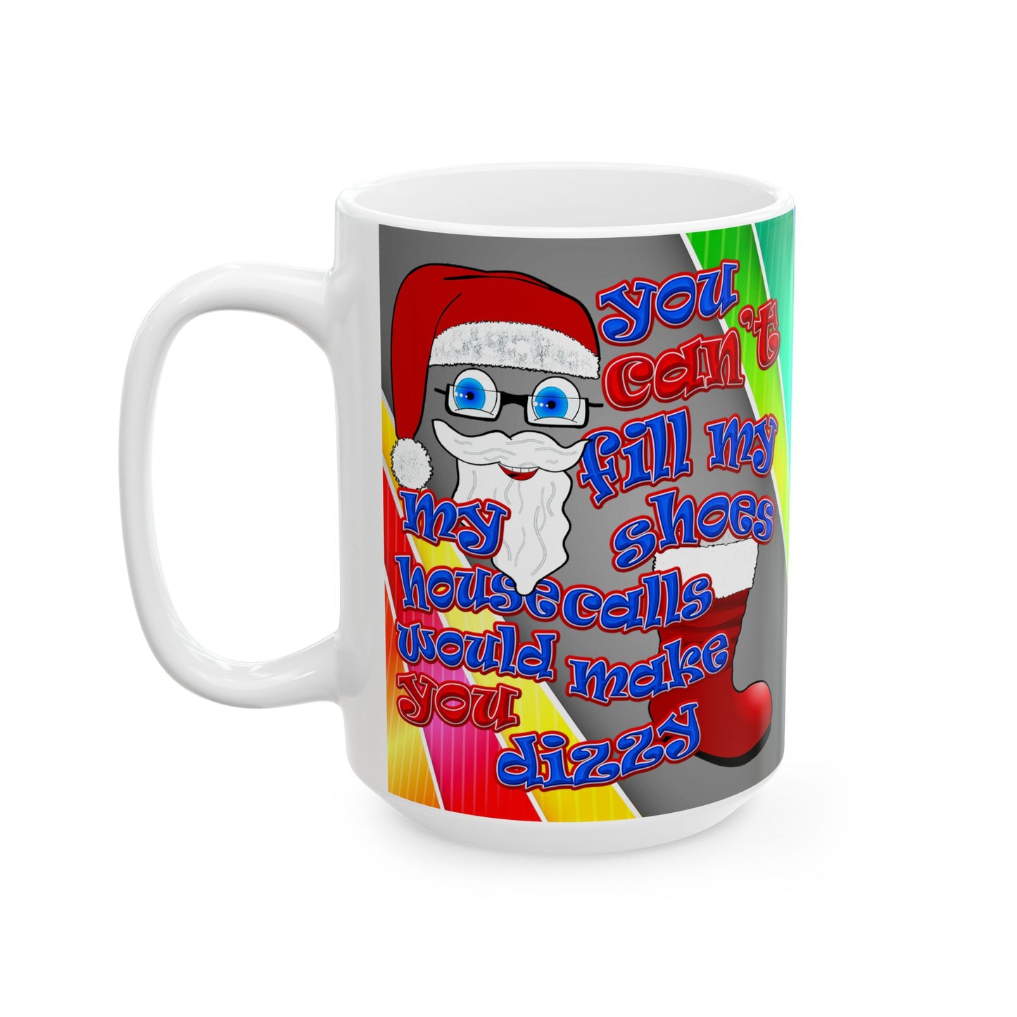 santa's shoes - White Mug (rainbow split)