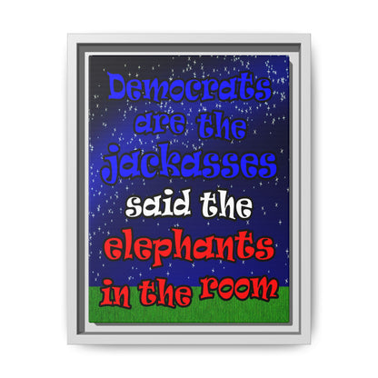 donkeys and elephants - framed canvas art ('snoops' background)