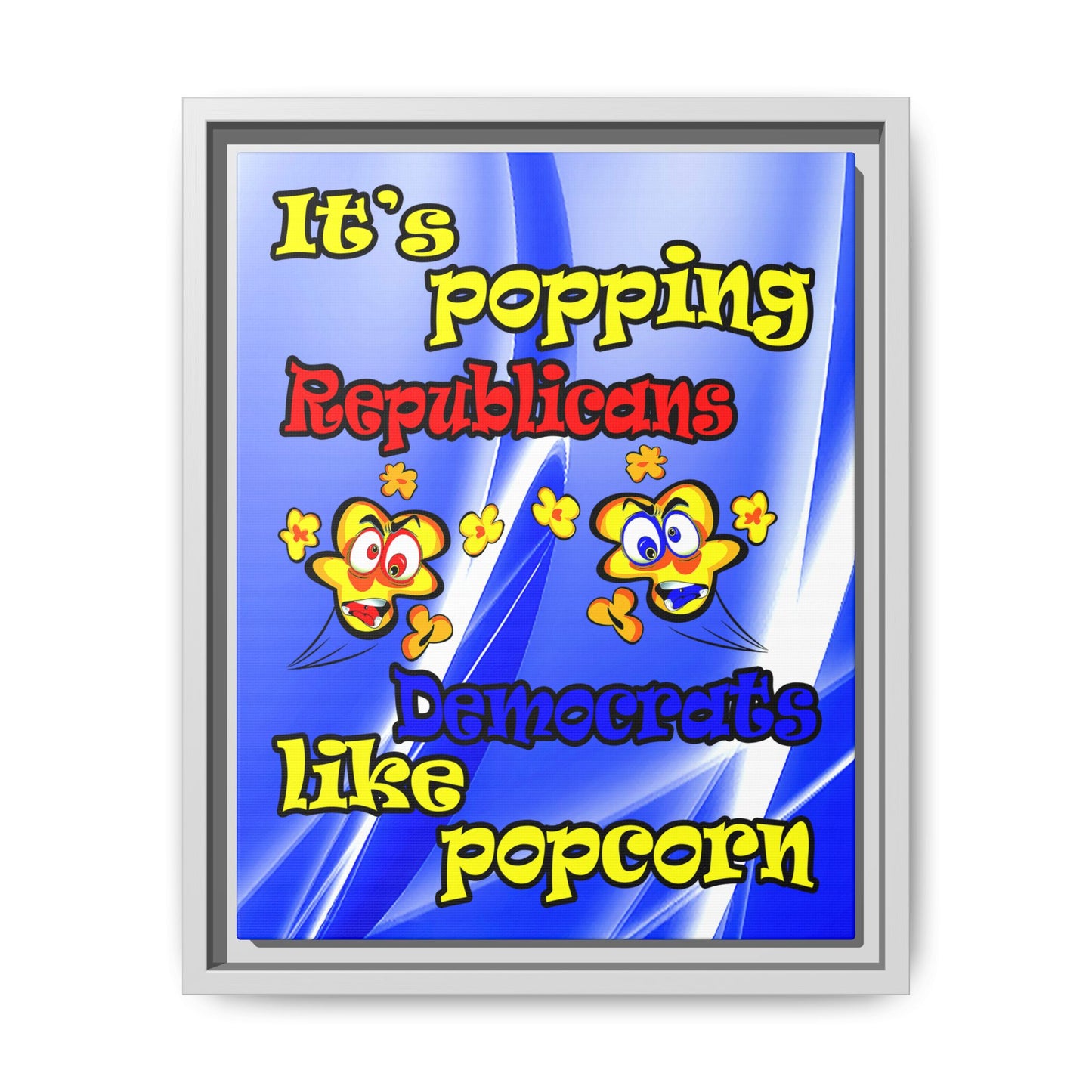 popping like popcorn - framed canvas art (blue-white wave)