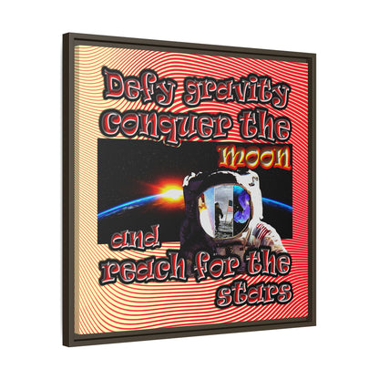 defy conquer reach - framed canvas art (yellow-orange wave)