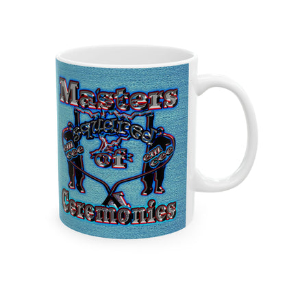 em cee squared - White Mug (faded dark blue)