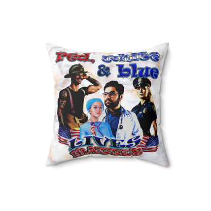 rw&b lives matter - Spun Polyester Square Pillow - (white marble)