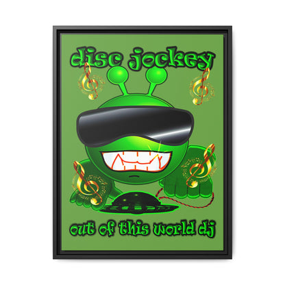 disc jockey - framed canvas art (green)