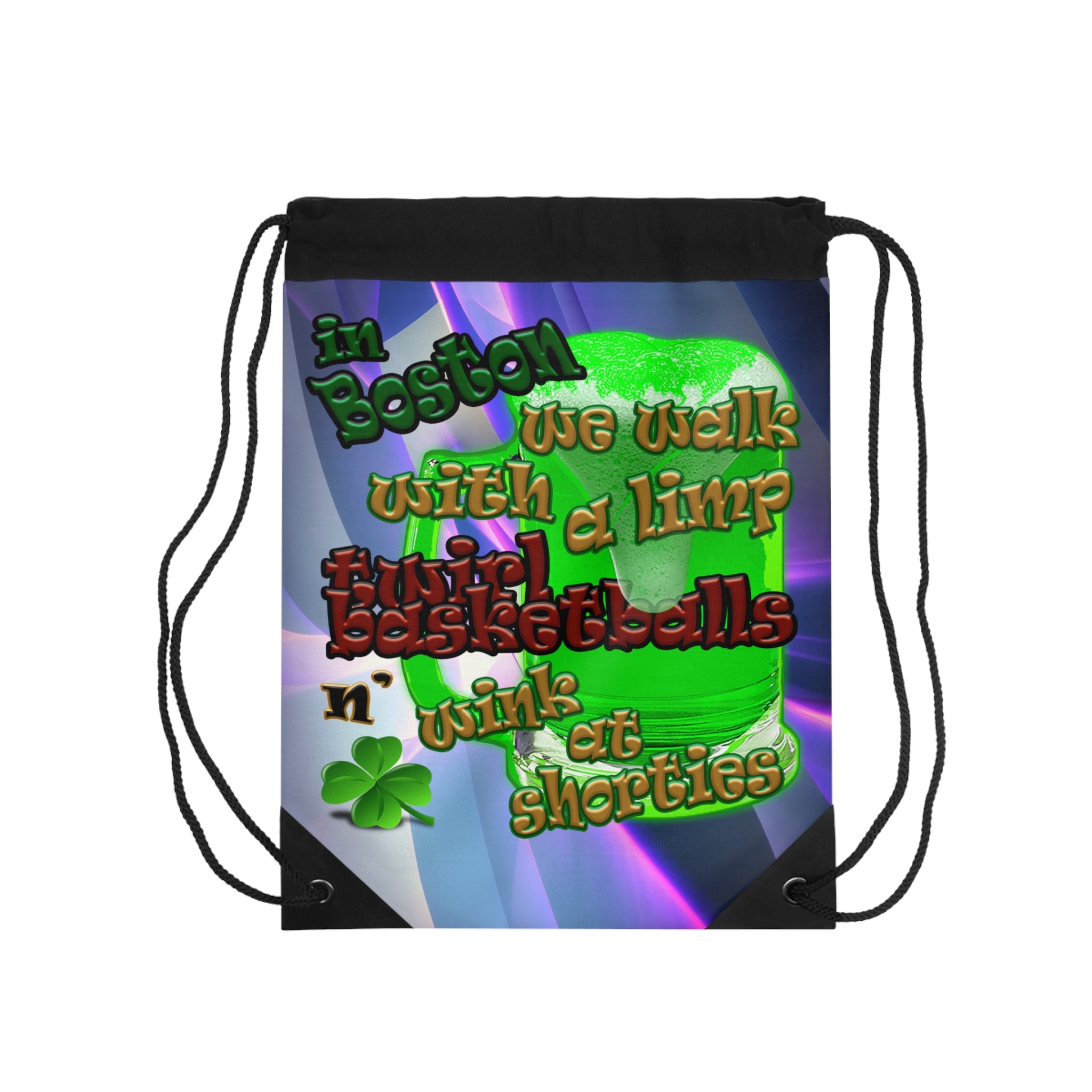 celtics logo - Drawstring Bag (grey-pink wave)
