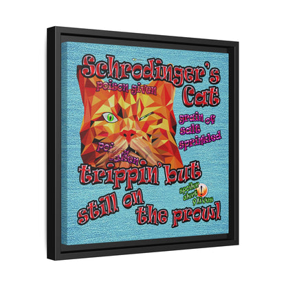 schrodinger's cat - framed canvas art (faded blue)