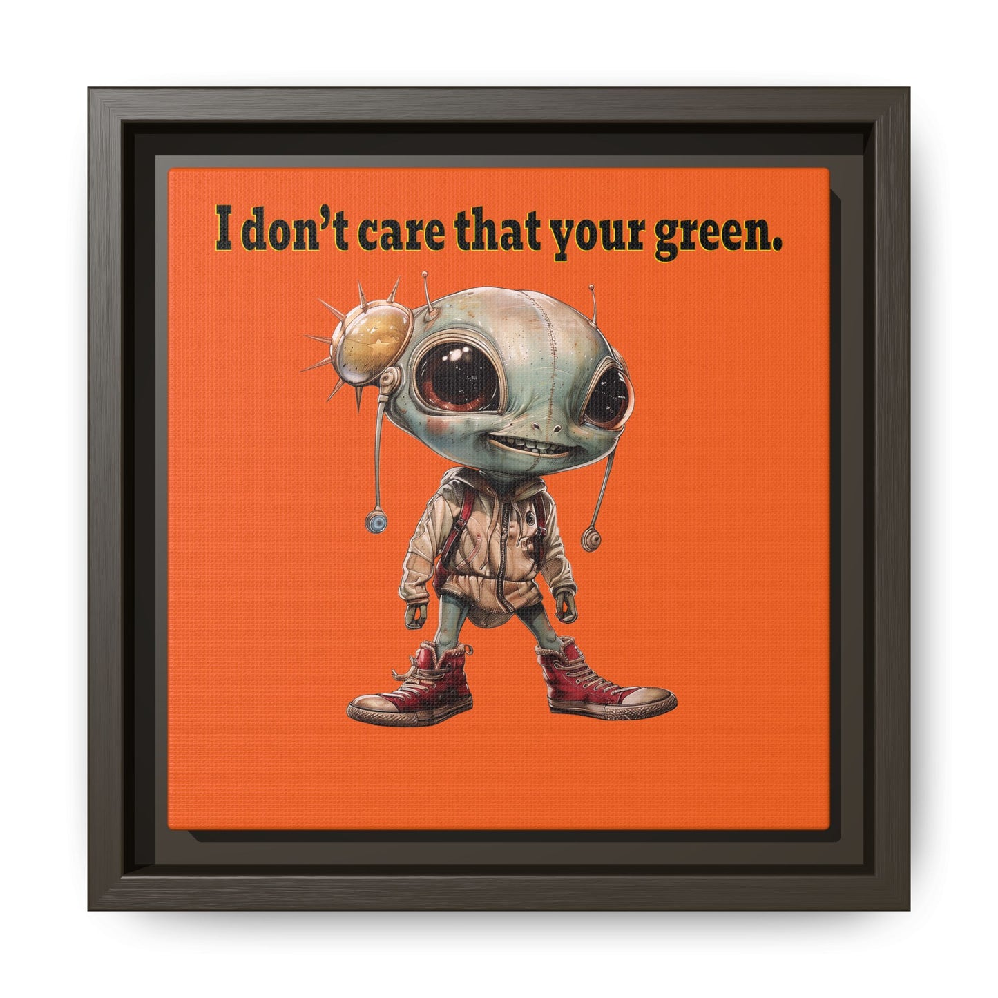 I don't care that your green - framed canvas art (orange)