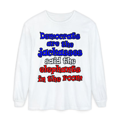 donkeys and elephants - Unisex Garment-dyed Long Sleeve T-Shirt
