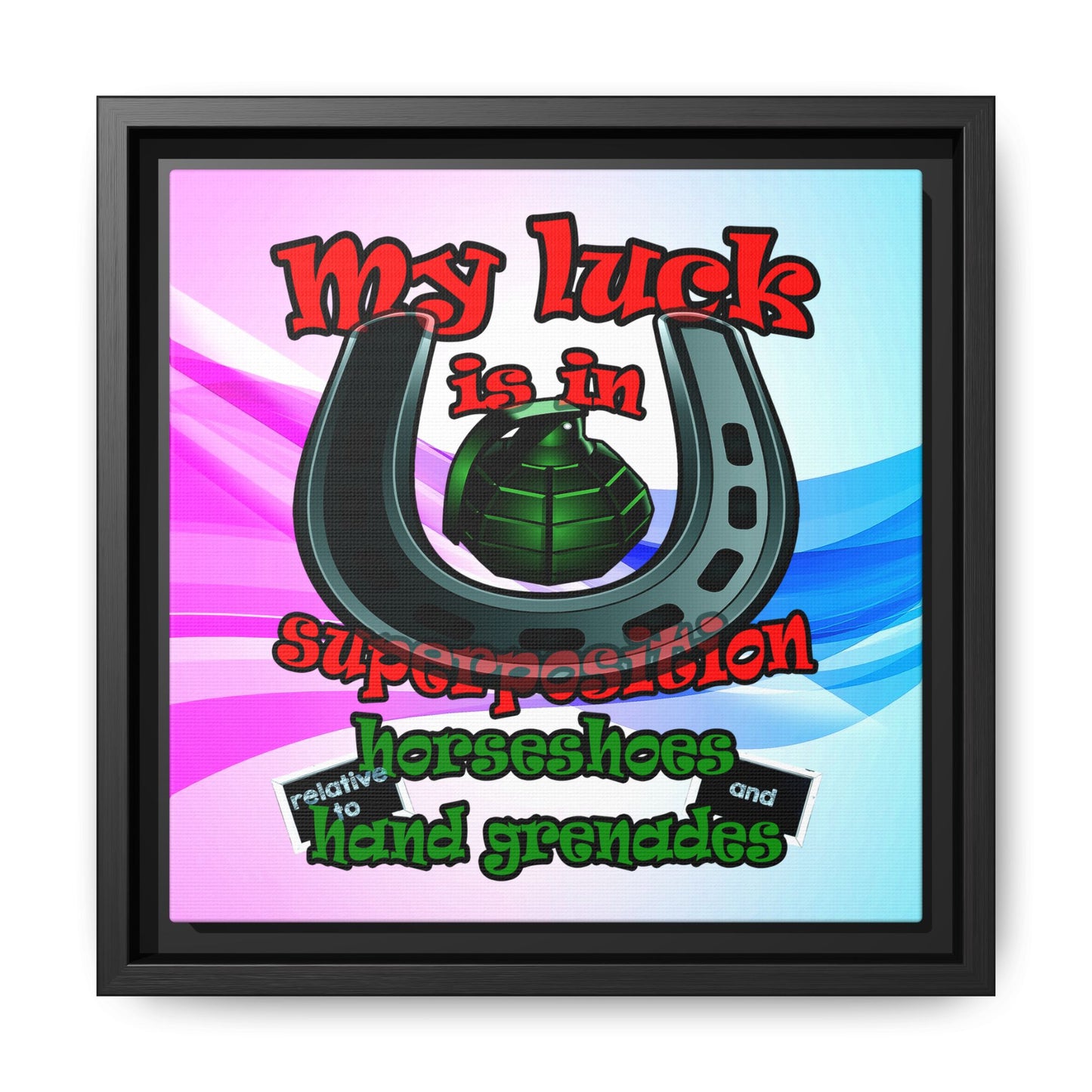 my luck - framed canvas art (light blue-pink wave)