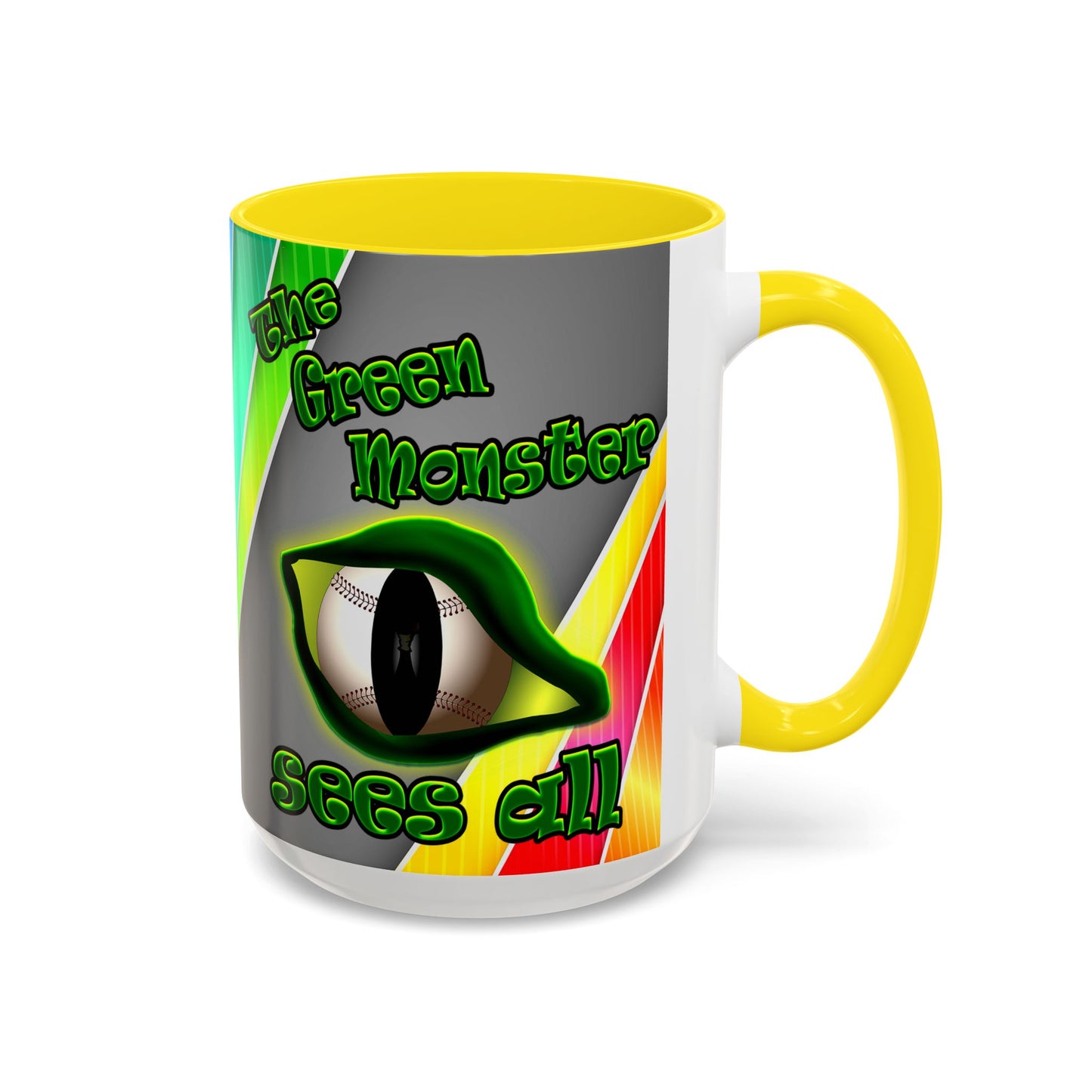 green monster - Accent Mug (rainbow split)