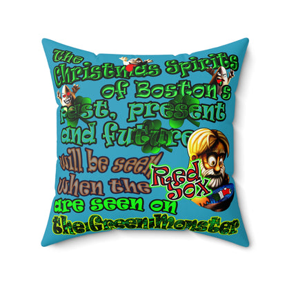 christmas spirits of boston - Faux Suede Square Pillow - (turquoise)