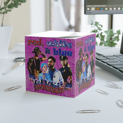 rw&b lives matter - note cube (pink swirl)