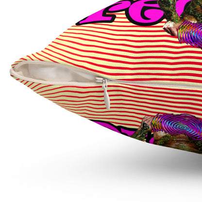 hoes b4 bros - Spun Polyester Square Pillow - (yellow-orange wave)