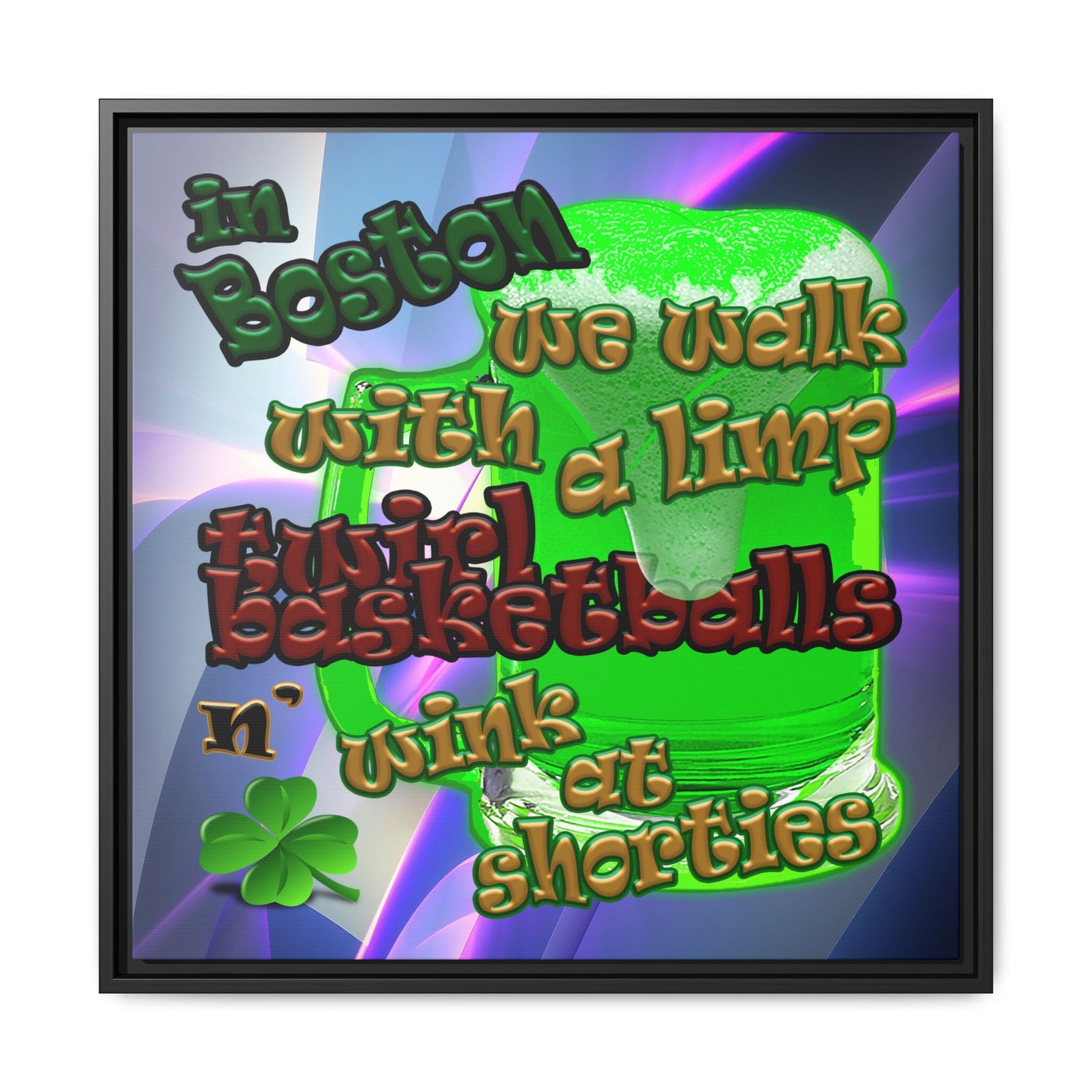celtics logo - framed canvas art (grey-pink wave)