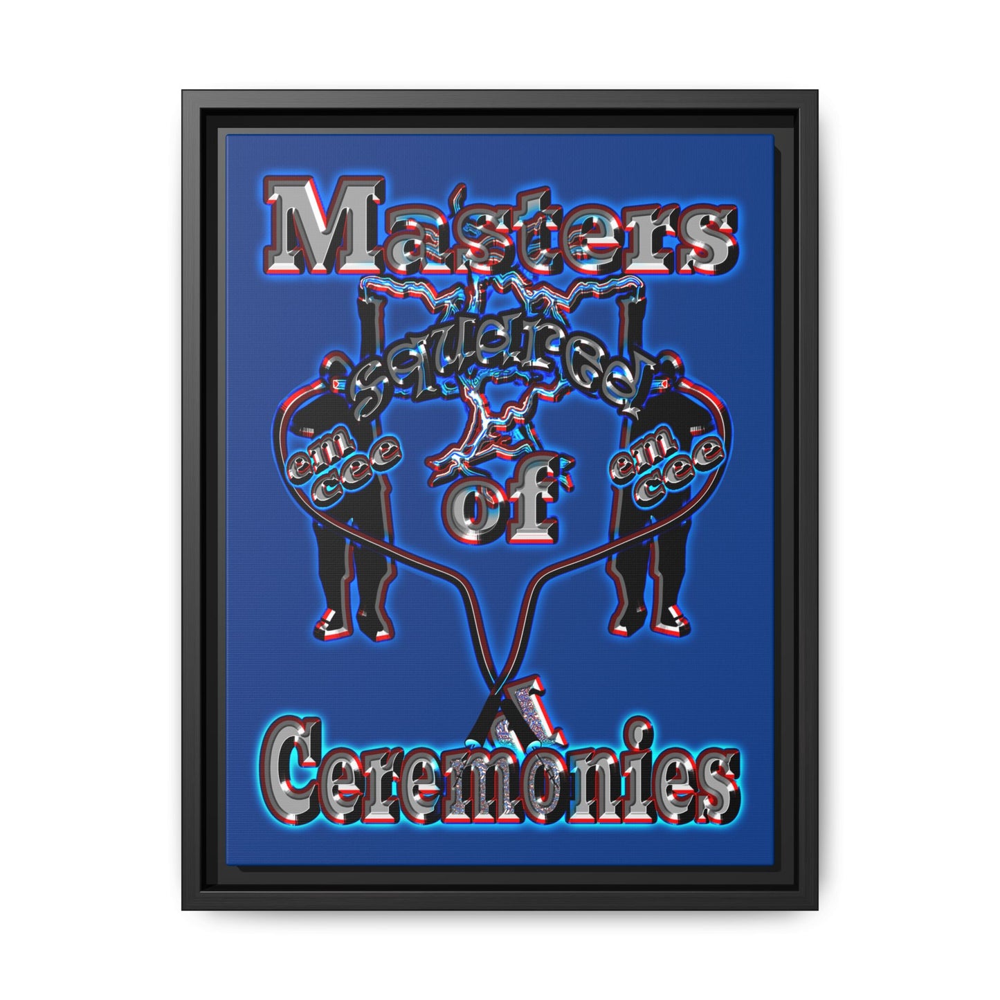em cee squared - framed canvas art (dark blue)