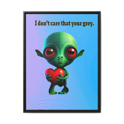 I don't care that your grey - framed canvas art (light blue-purple wave)